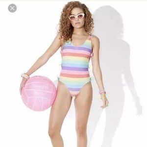 Lazy Oaf rainbow one piece swimsuit xs never worn